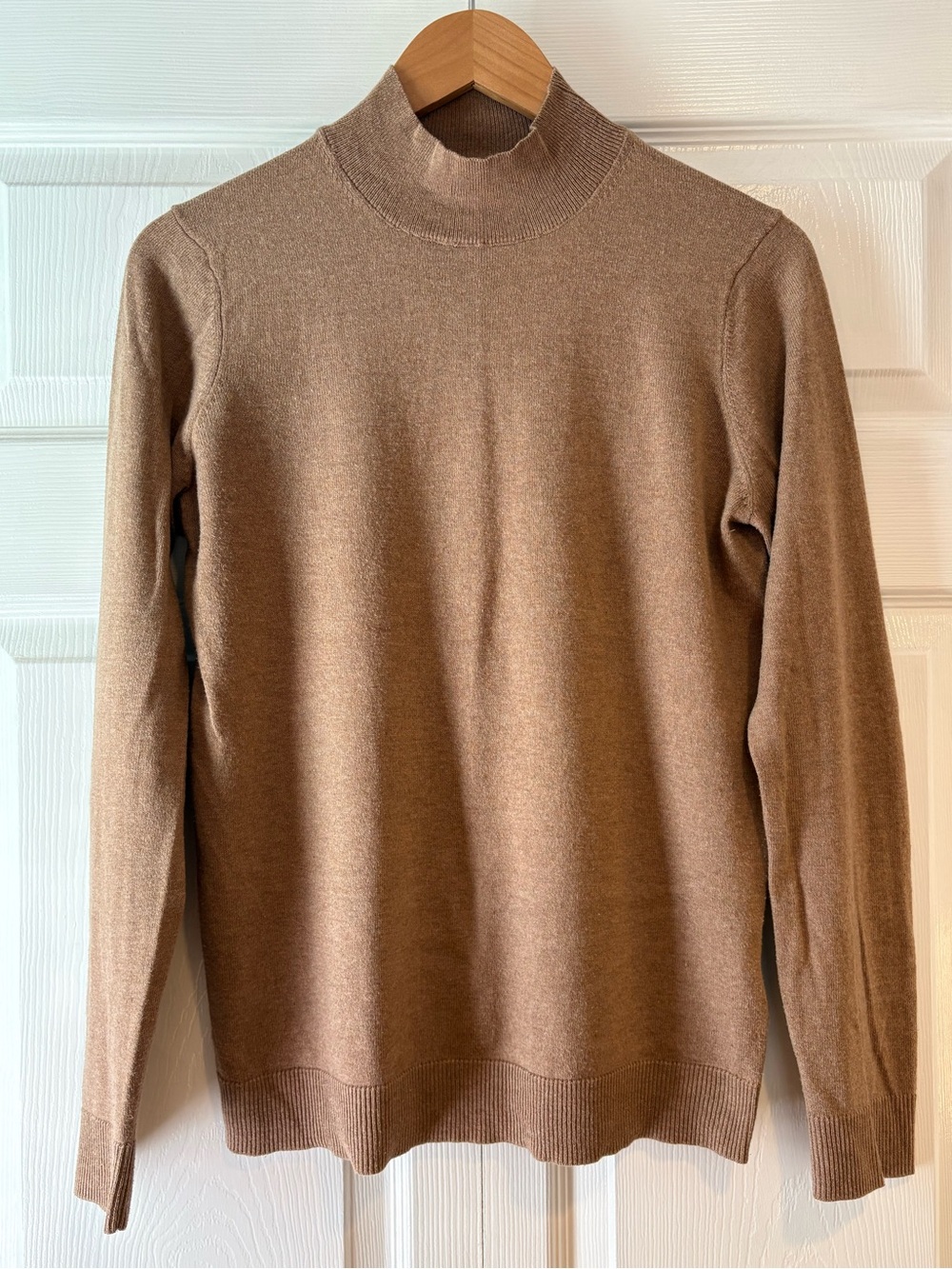 Amazon Basics Women’s Mock Neck Sweater in Camel, Size M